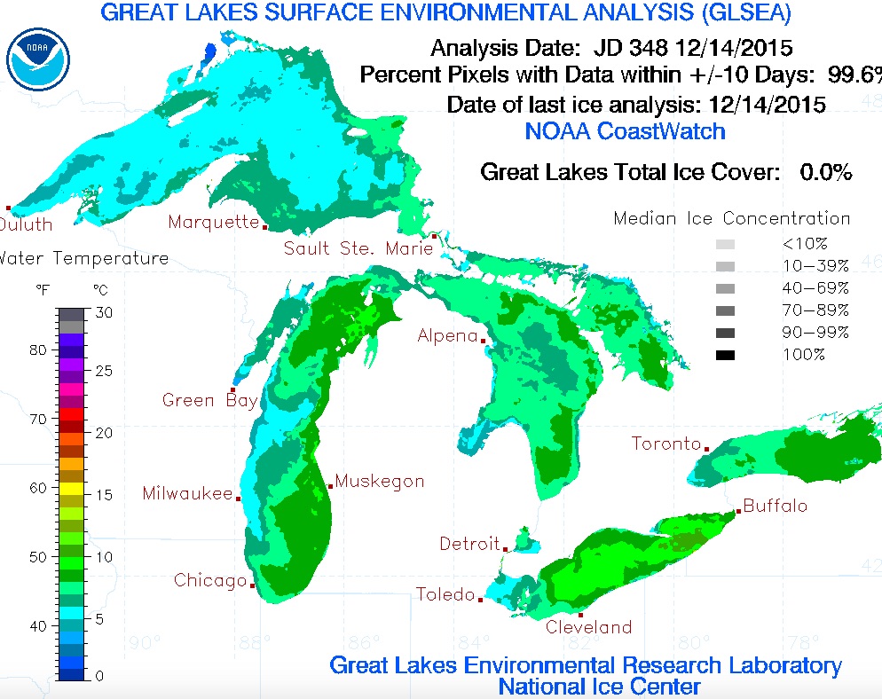 Great Lakes Ice Cover - Dec. 15, 2015