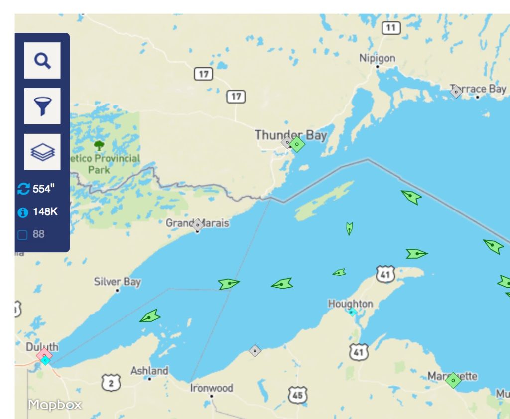 Infosuperior's online tool allows site visitors to identify the name, owner, speed, destination, and other details of any ship on Superior - in real time.