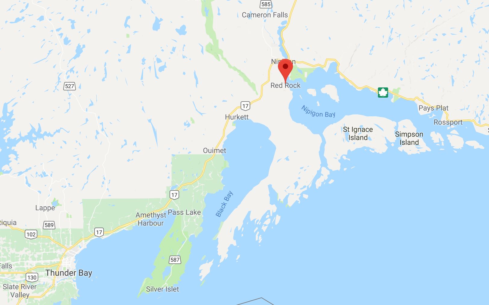 Map Showing Red Roc, Ontario