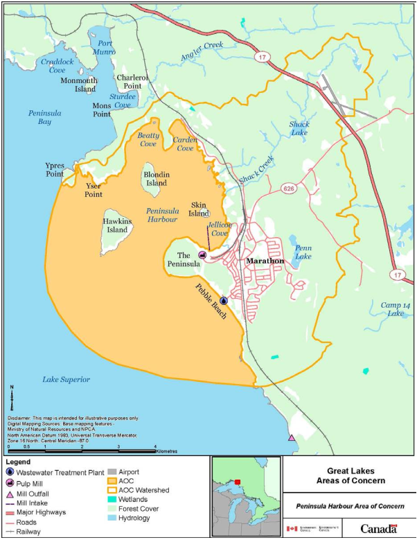 Map of Peninsula Harbour Area of Concern